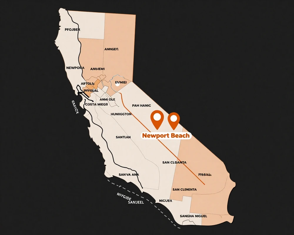 Orange County service area map showing bathroom remodeling coverage