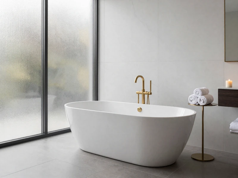 Freestanding soaking tub in luxury master bathroom
